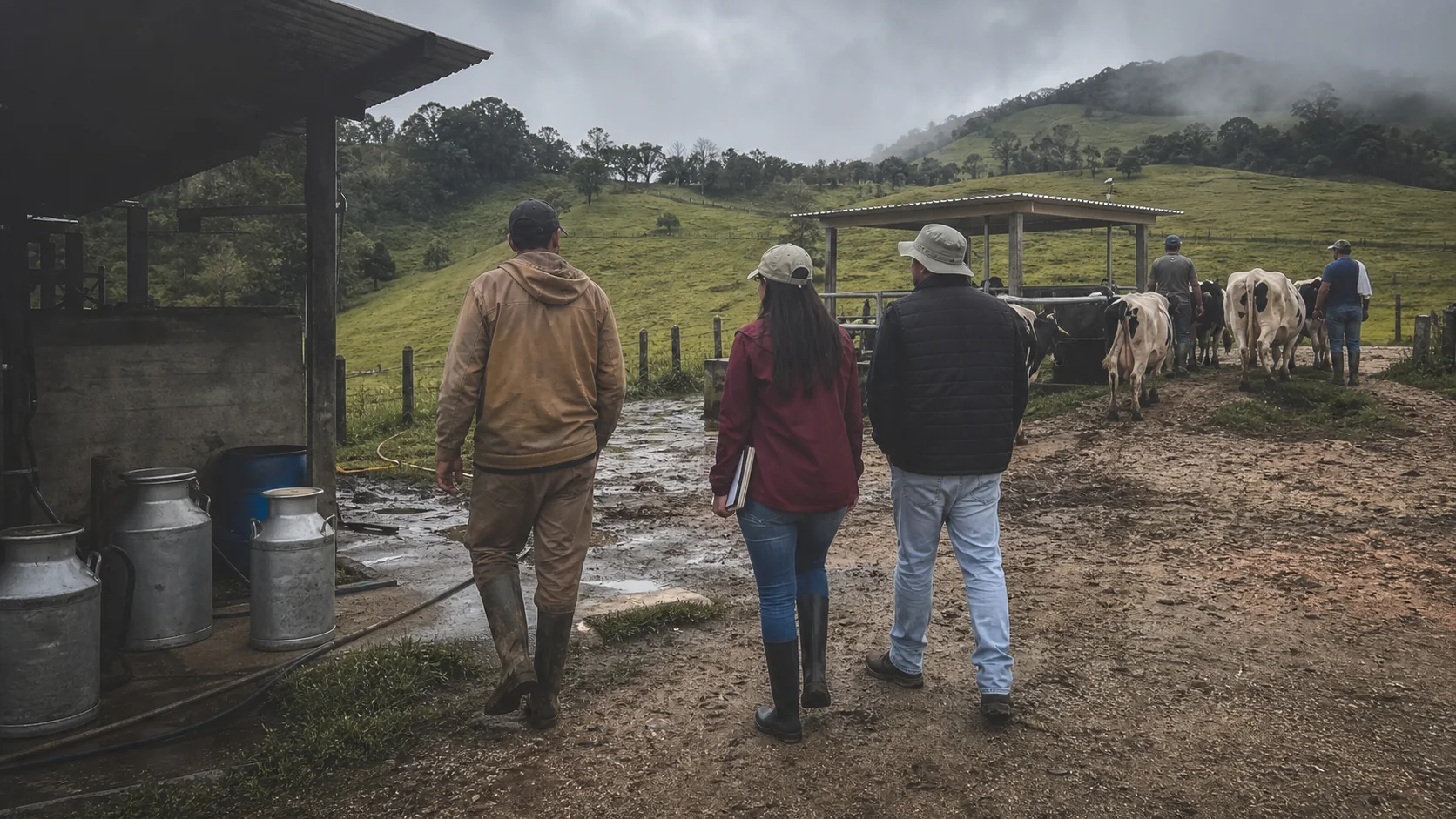 Recorrido de trabajo y cuidado en una finca lechera de montaña en Entrerríos, Antioquia